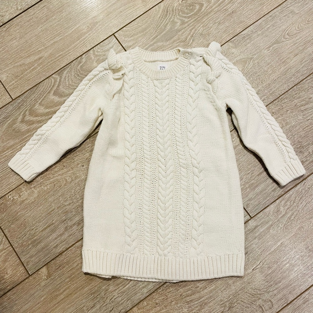 White cableknit sweater dress 18 to 24 month baby gap